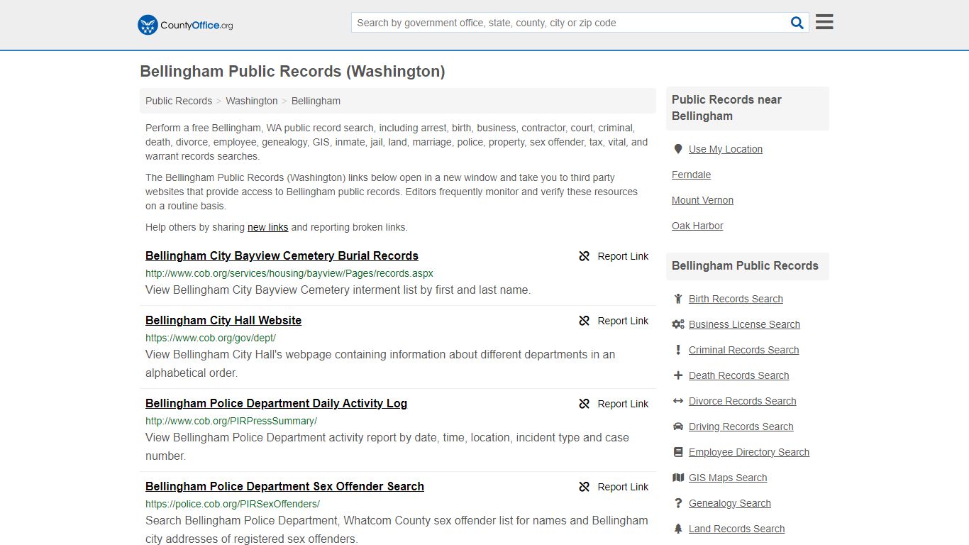 Public Records - Bellingham, WA (Business, Criminal, GIS, Property ...
